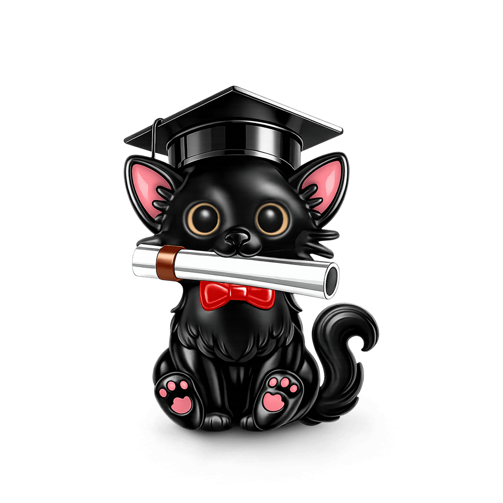 Gnoce Graduation Black Cat Bachelor's Degree Charm_1