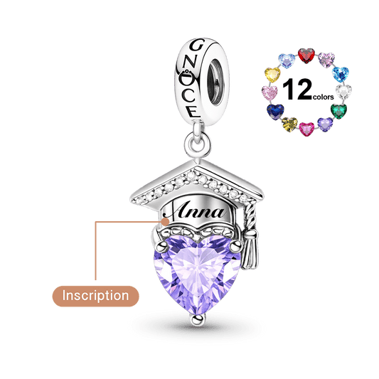Gnoce Graduation Season Bachelor Cap Customized Birthstone Pendant Dangle Charm_1