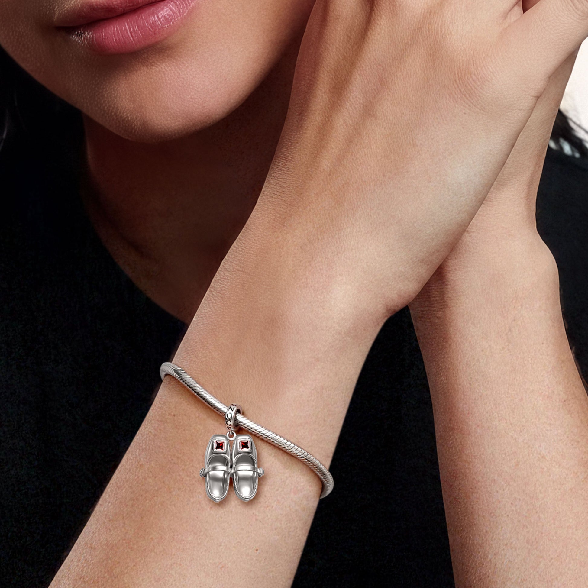 Gnoce Princess Shoe Customized Birthstone Pendant Dangle Charm_2