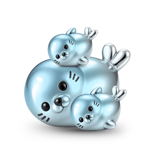 Gnoce Mother's Day Seal Mother & Twin Babies Stopper Charm_1