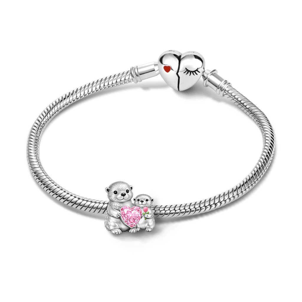 Gnoce Mother's Day Otter Mom & Baby Embrace Love Charm_3