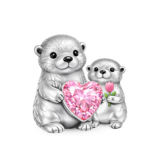 Gnoce Mother's Day Otter Mom & Baby Embrace Love Charm_1