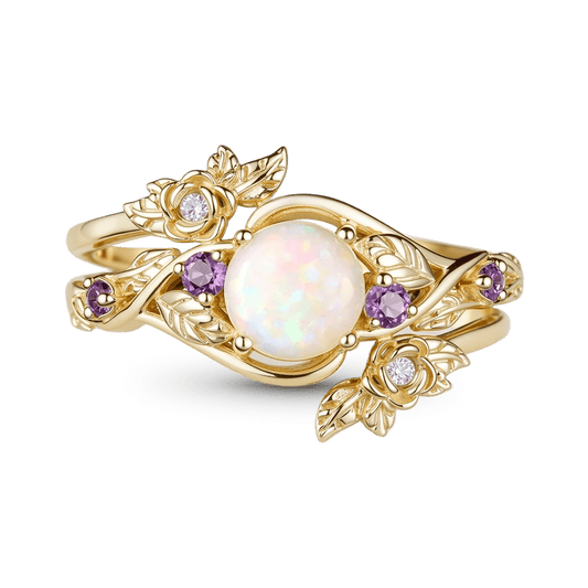 Gnoce Rose Blossom Opal Ring Set_1