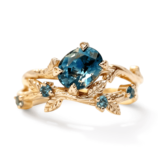 Gnoce Nature-Inspired Oval-cut Leaf Engagement Ring Set_1