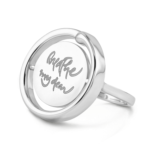Gnoce Personalized Spinning Ring Handwriting Engraved Heart Silver Jewelry_1