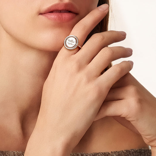 Gnoce Personalized Spinning Ring Handwriting Engraved Heart Silver Jewelry_2