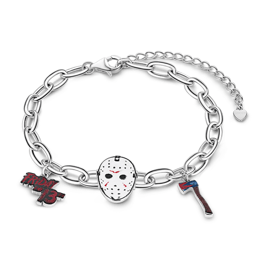 Gnoce Friday the 13th Jason Mask, Axe & Logo Chain Bracelet_1