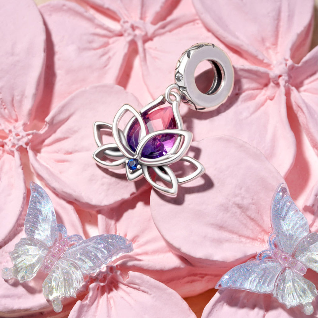 Gnoce Lotus Flower Pendant Dangle Charm_3