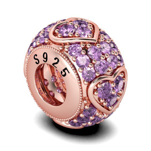 Gnoce "Amore" 925 Sterling Silver Rose Gold Amethyst Heart Charm Fit for Pendant&Chocker Necklace_2