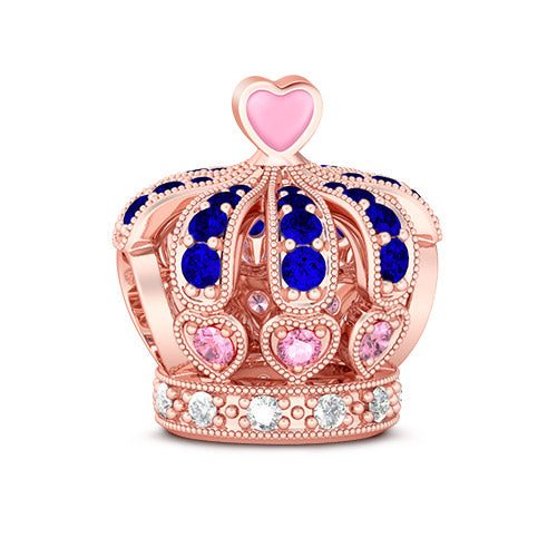 Gnoce "Beauty Crown for Good Memory  "Pink Cubic Zircon Set Detail Craft Style Rose Gold Crown Sapphire Charms_1