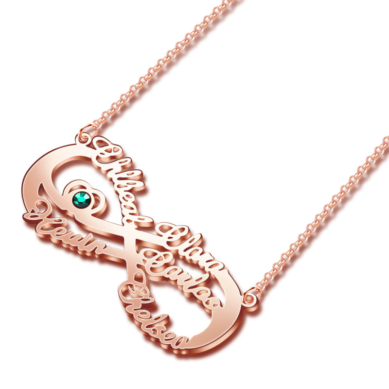 Gnoce "Infinity Love" 18K Rose Gold Plated Personalized Infinity Necklace with Birthstone_5