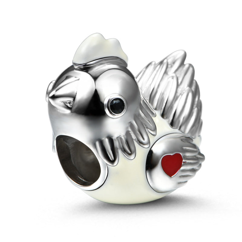 Gnoce "Diligent and Hard Working" 925 Sterling Silver Chicken Charm Bead_2
