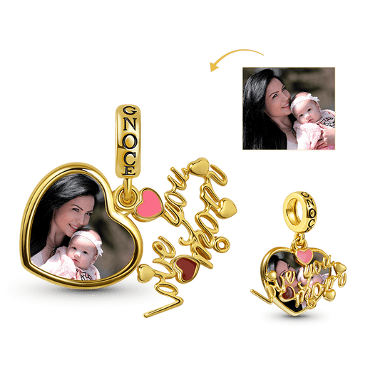 Love You Mom Personalized Photo Charm Pendant Sterling Silver 18k Gold Plated Mother's Day Gift_1