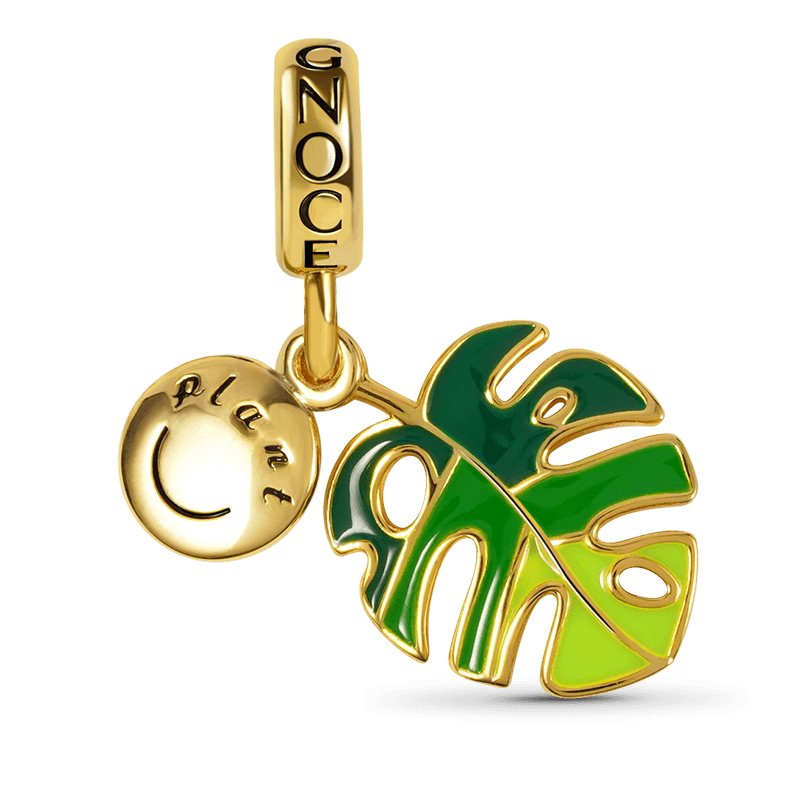 Monstera Deliciosa Liebm Pendant Dangle Charm Sterling Silver 18K Gold Plated_1