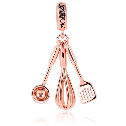 Kitchenware Pendant 18k Rose Gold Plated Sterling Silver Whisk Spatula ladle Charm_1