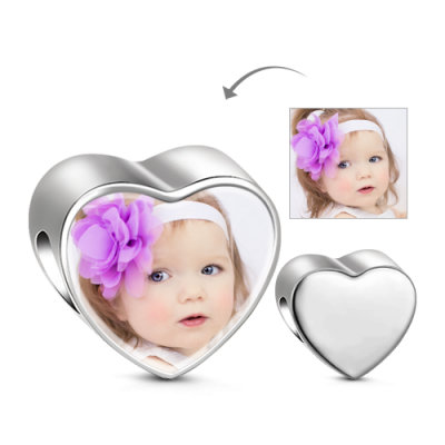 Silver Heart Photo Charm