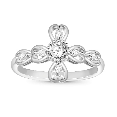 Anillo Cruz Corazón Hueco