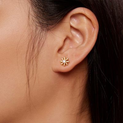 Pendientes Estrella con Pinchos en Oro Macizo 14K/10K