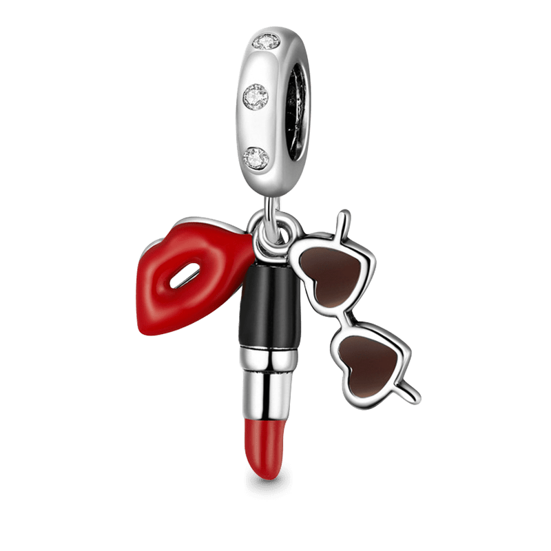Charm Colgante Lápiz de labios y gafas de sol