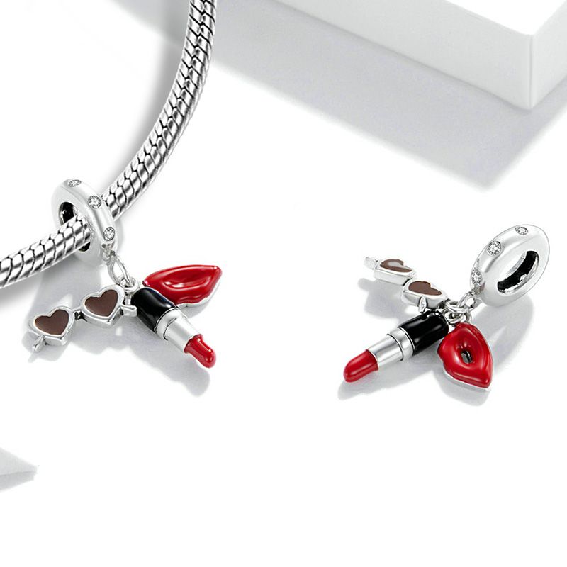 Charm Colgante Lápiz de labios y gafas de sol