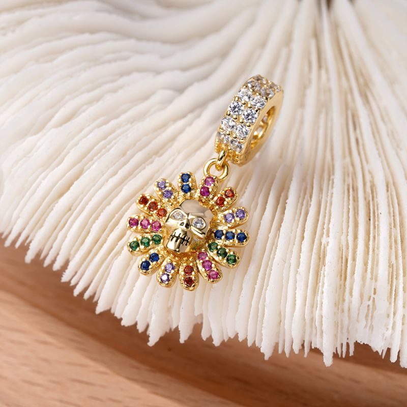 Charm Colgante Calavera Girasol