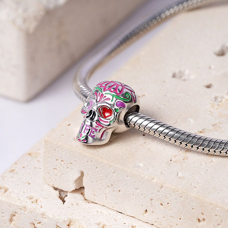 Charm Colgante Calavera Flor