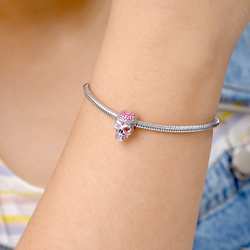 Charm Colgante Calavera Flor