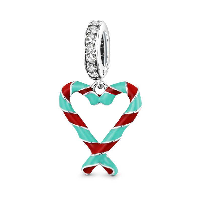 Charm Colgante Corazón Bastones de Caramelo