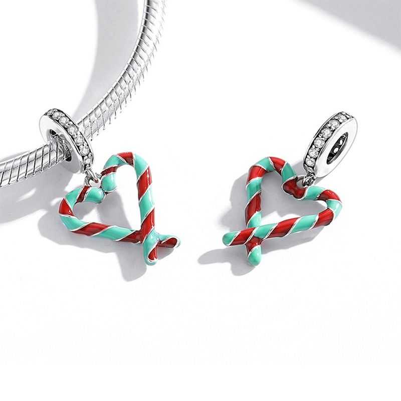 Charm Colgante Corazón Bastones de Caramelo