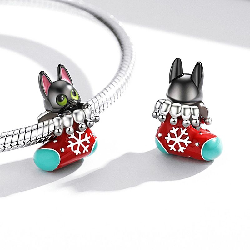 Charm Colgante de media de gato negro