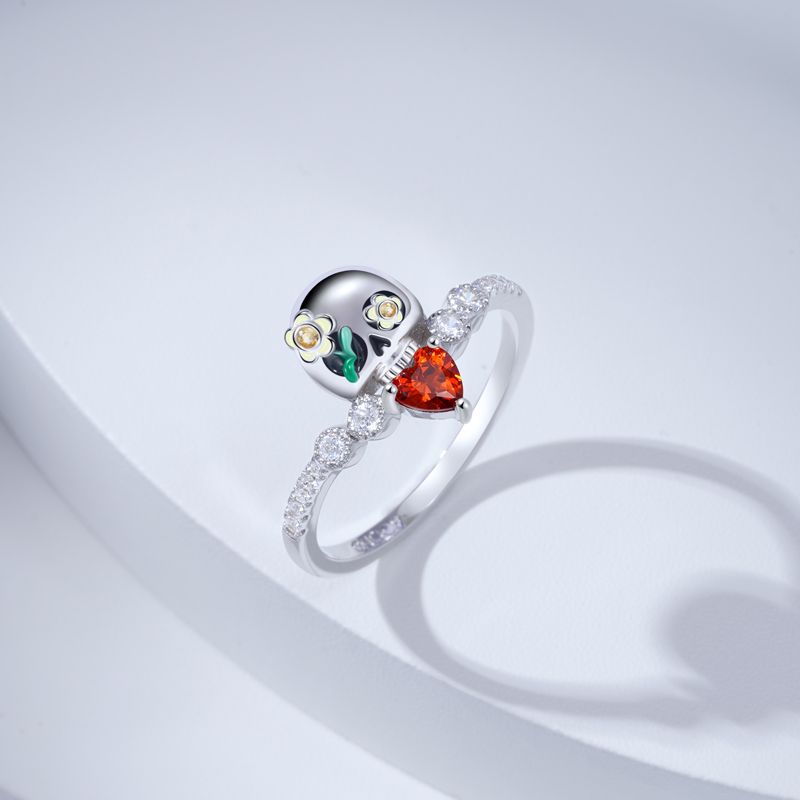 Anillo en V Con Forma de Calavera