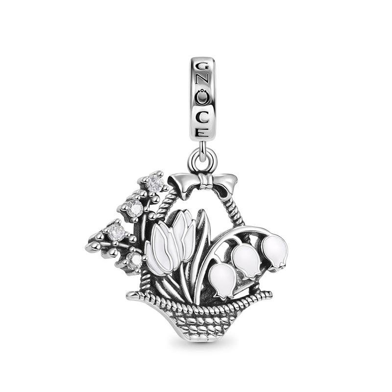 Charm Colgante Cesta de Flores
