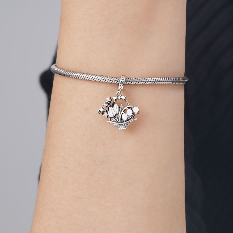 Charm Colgante Cesta de Flores