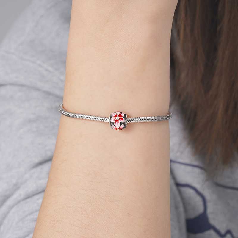 Charm Colgante Flor Rosa