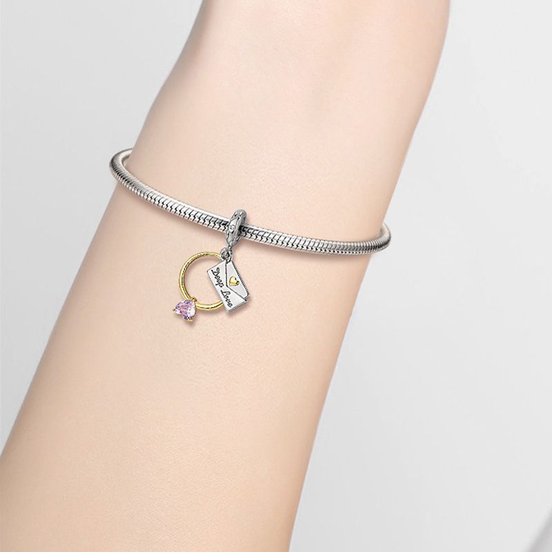 Charm Colgante Carta de Amor & Anillo de Corazón