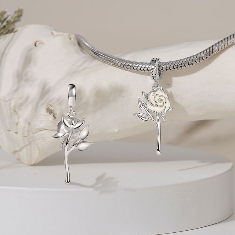 Charm Colgante Rosa Blanca