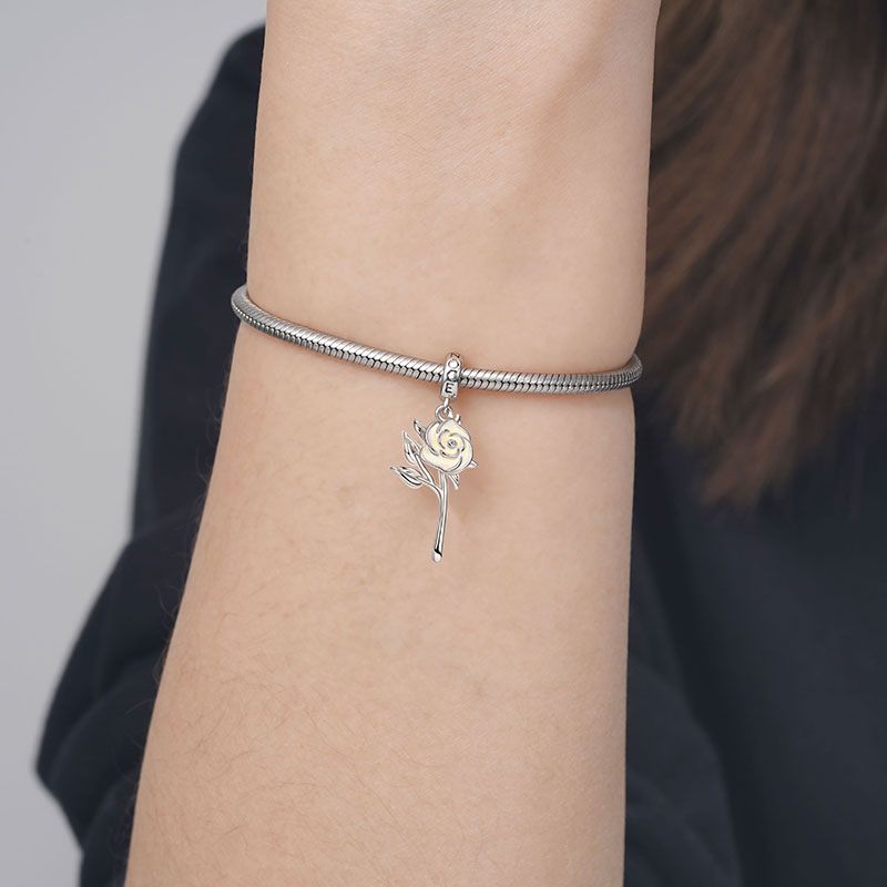 Charm Colgante Rosa Blanca
