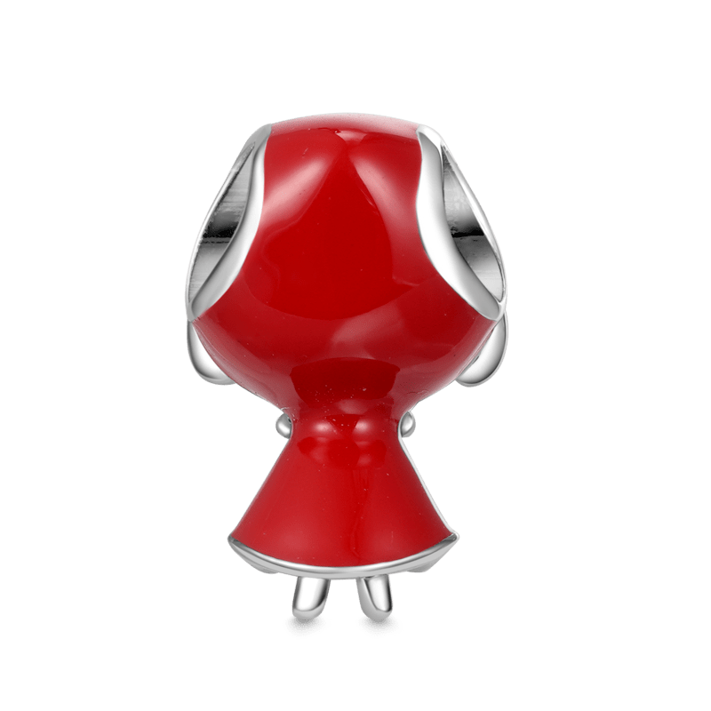 Colgante de perro con capucha roja