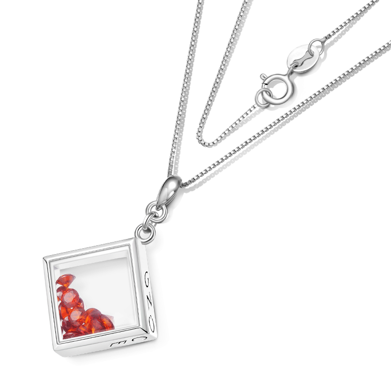 Collar De Piedra De Nacimiento De Forma Cuadrada