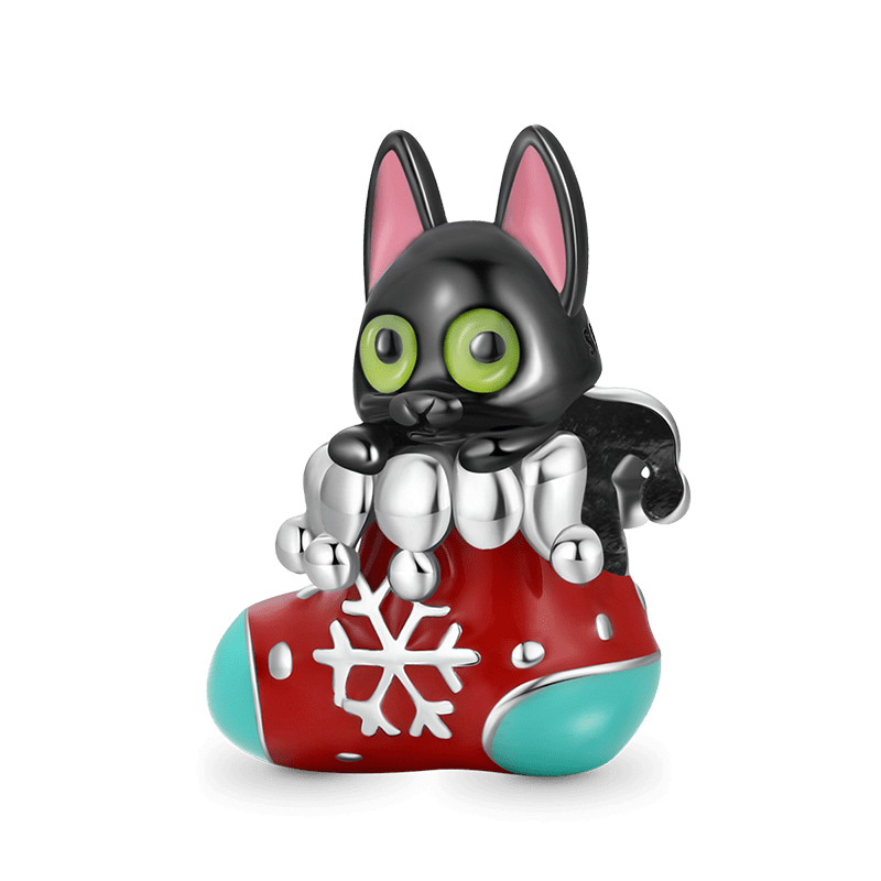 Charm Colgante de media de gato negro