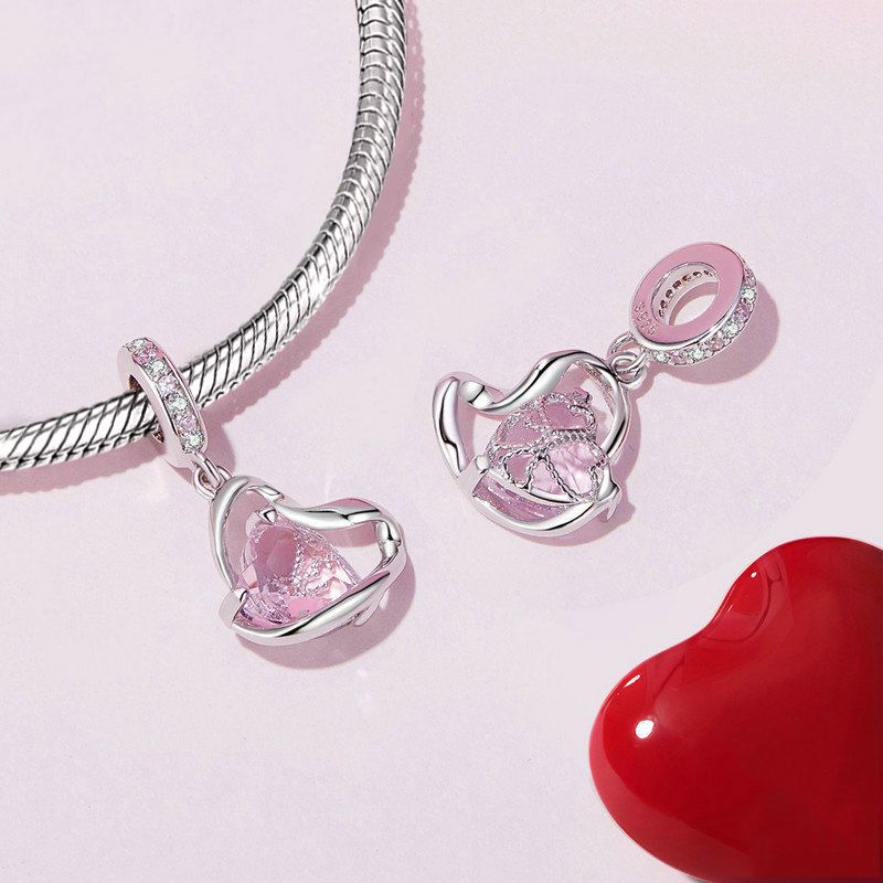 Colgante Cinta Corazón Rosa