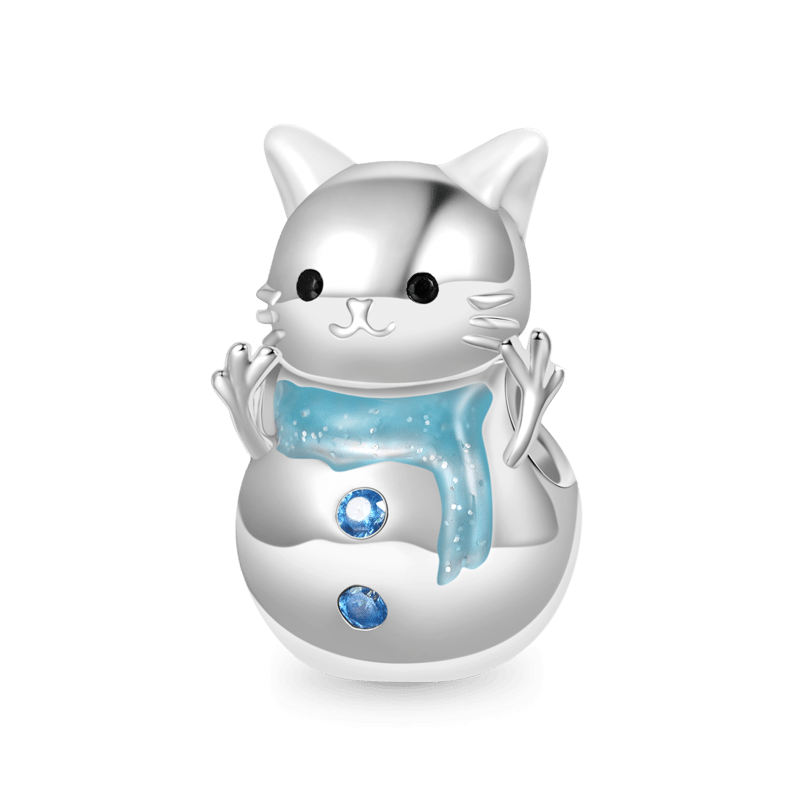Colgante Gato Navideño Muñeco de Nieve