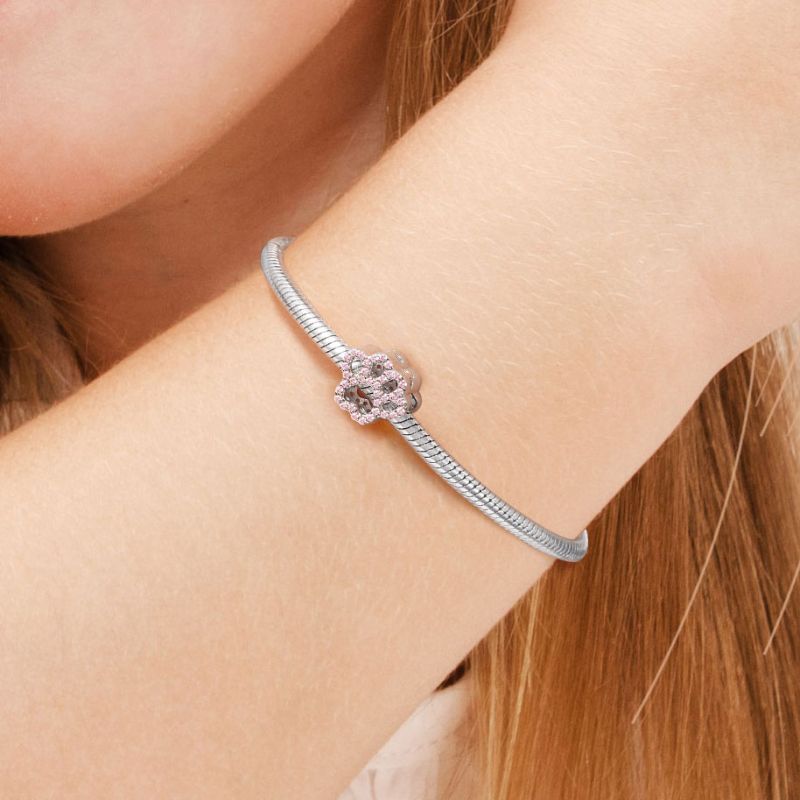 Charm Colgante Pata de Cristal Rosa