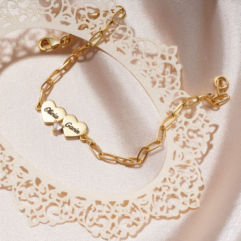 Pulsera Ajustable Doble Corazón