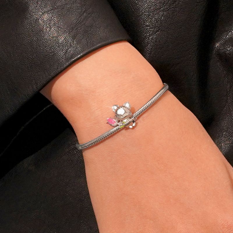 Colgante Gato Tulipán Rosa