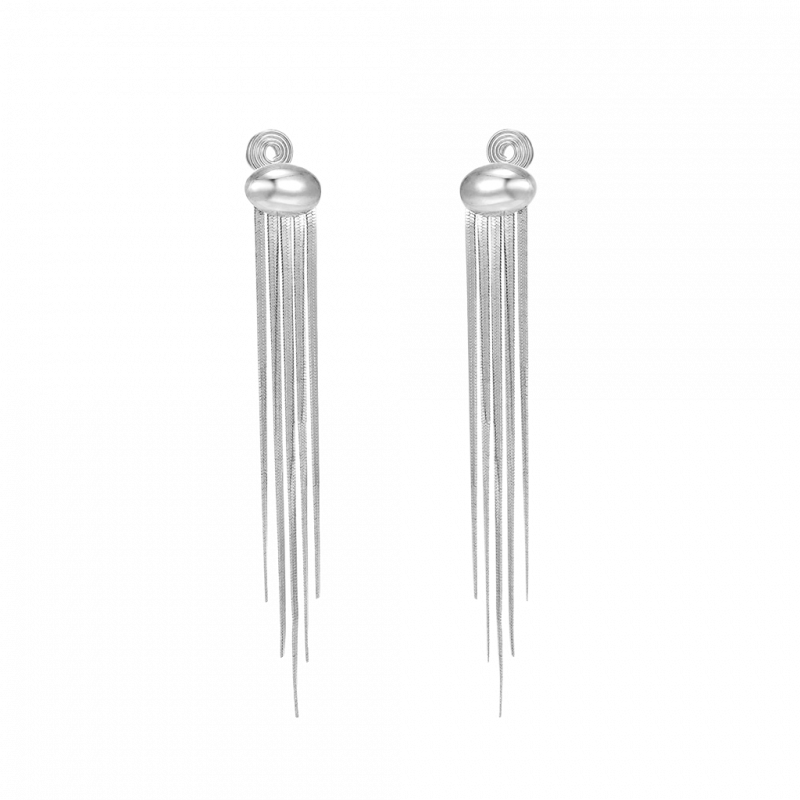 Clips de Oreja Largos de Metal con Borla