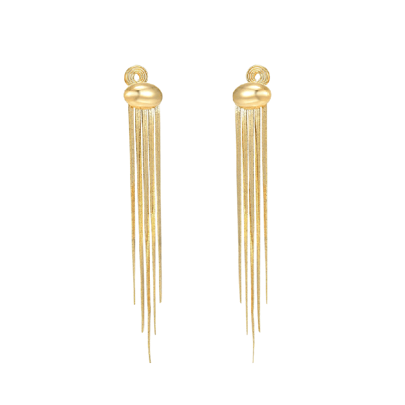 Clips de Oreja Largos de Metal con Borla