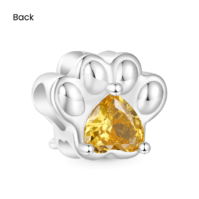 Charm Pata de Mascota Corazón Piedra de Nacimiento
