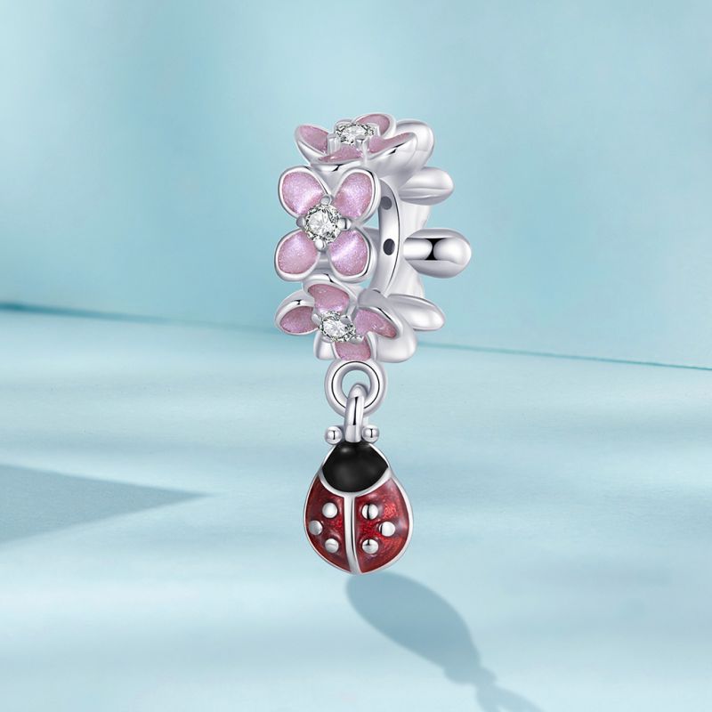 Charm Flor Mariquita Rosa