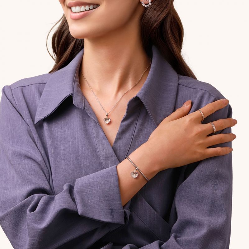 Colgante Corazón de Diamante Rosa Roto